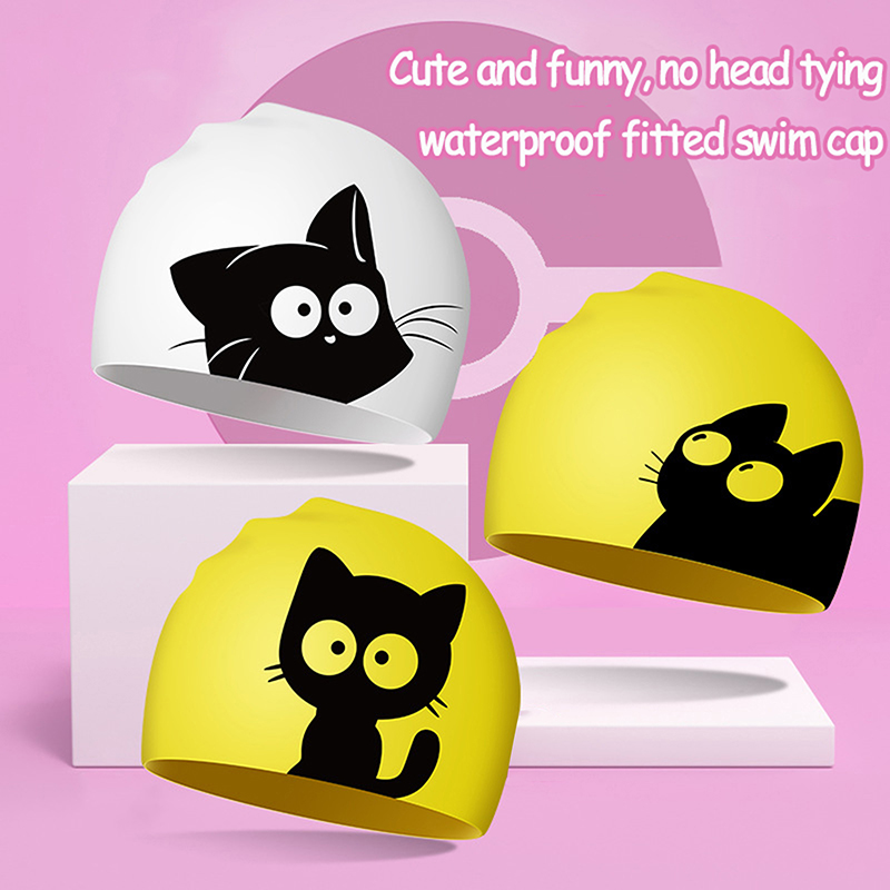 Aquatic Sports Cap - Nette Katze Badekappe Für Lange Haare