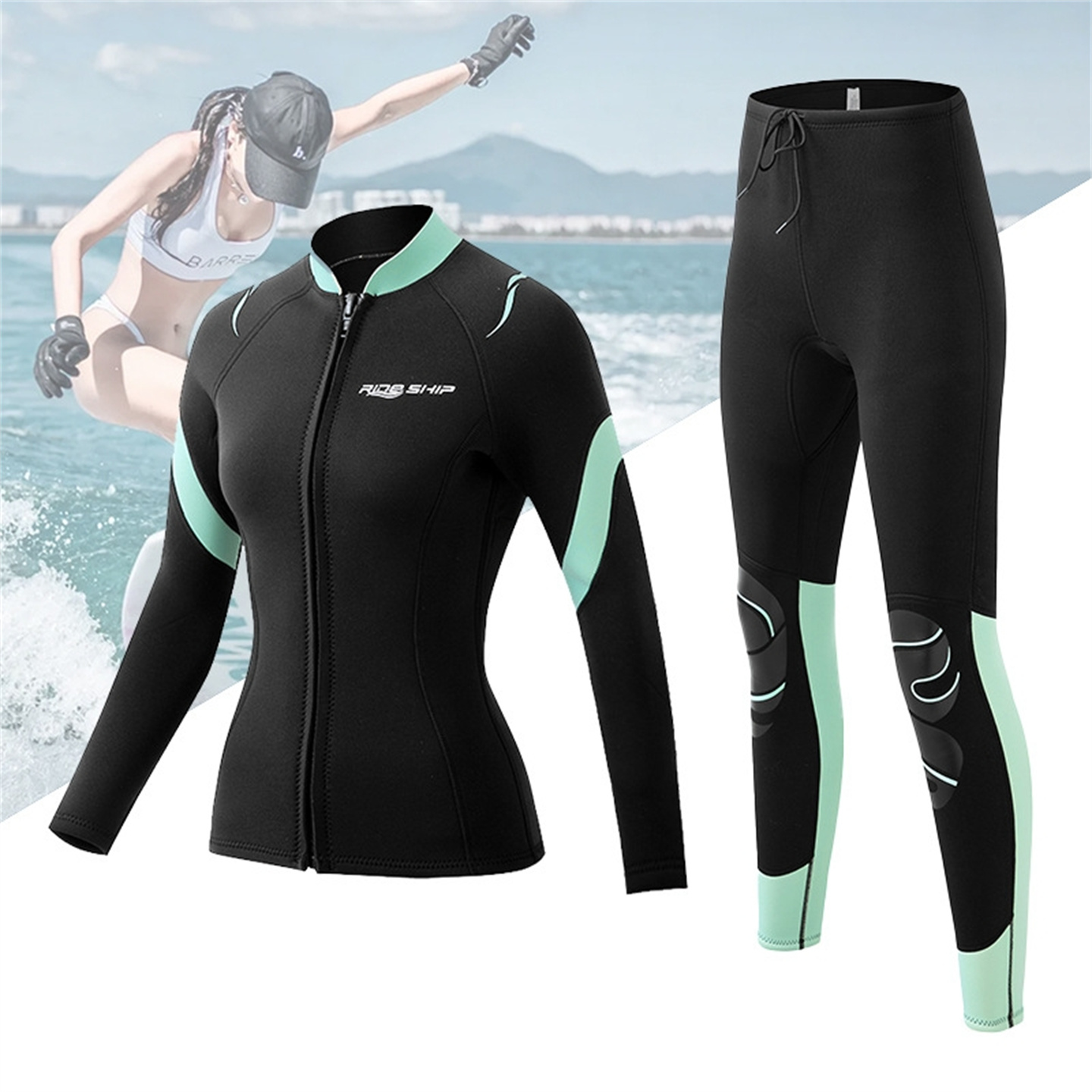 Wetsuit 3Mm Neoprene - 3 mm Neopren-Schlankheits-Neoprenanzug für Damen, Tauchoberteil