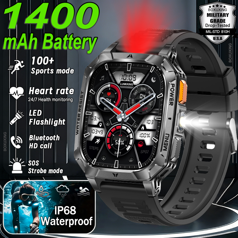 Aquatic Sports Performance - Neue 1400 mAh Batterie Militär-Smartwatch für