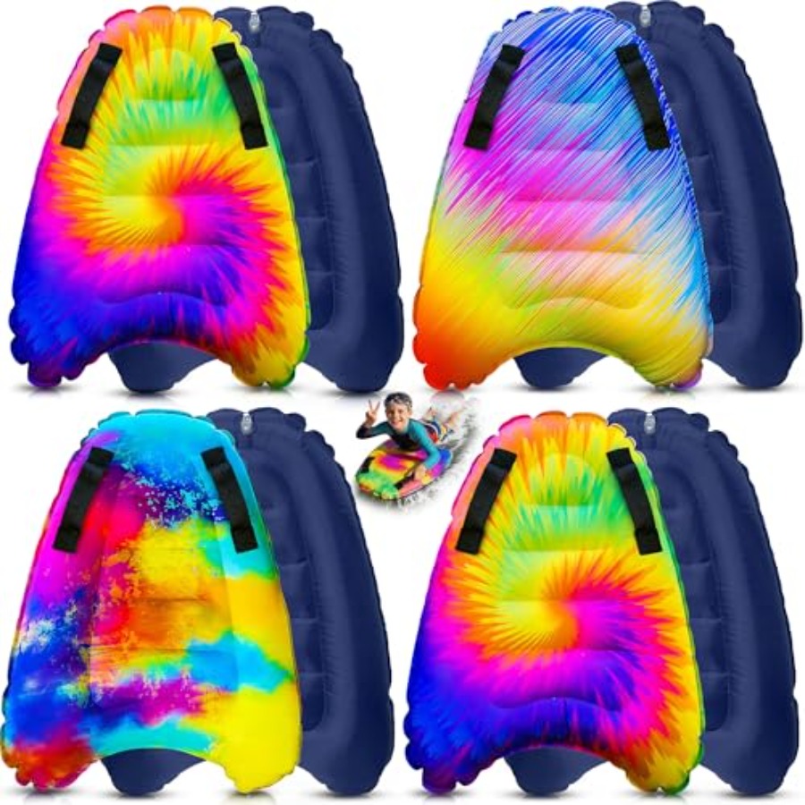 Bodyboard Boogie Board - 4er-Pack aufblasbare Surf-Bodyboards mit Griffen für